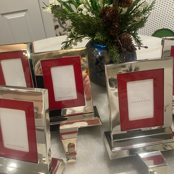 Pottery Barn grosgrain silver picture frame stocking holder - Picture 1 of 8